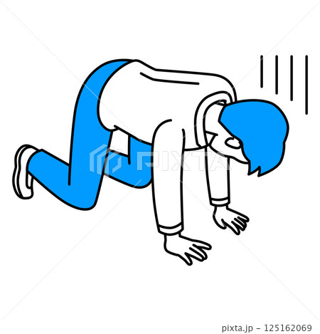 ひざまずいて落ち込むカジュアルな男性 125162069