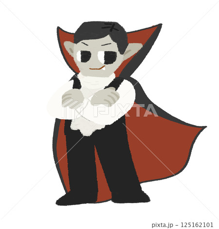 ハロウィンのドラキュラのゆるい可愛いカラー手描きイラスト 125162101