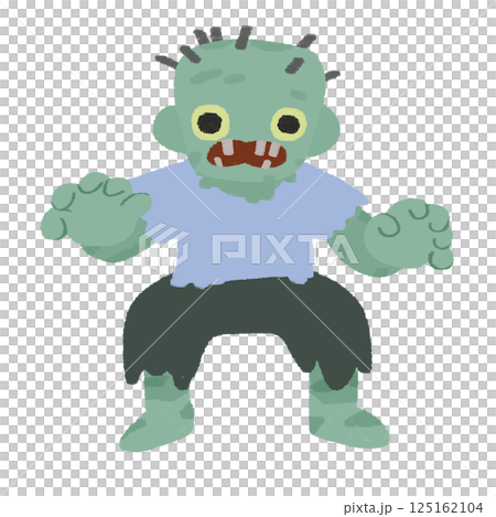 Halloween zombie loose color hand drawn illustration 125162104