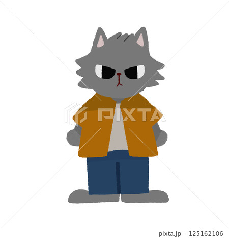 ハロウィンの狼男のゆるいかわいい手描きイラスト 125162106