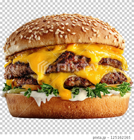 A delicious cheeseburger with fresh ingredients 125162165