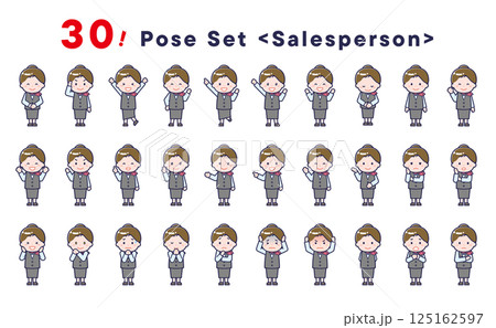 「販売員」のポーズイラスト30点セット 「販売員」のポーズイラスト30点セット 125162597