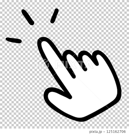 Hand-drawn simple black and white pointing finger illustration icon simple pointing finger 125162706