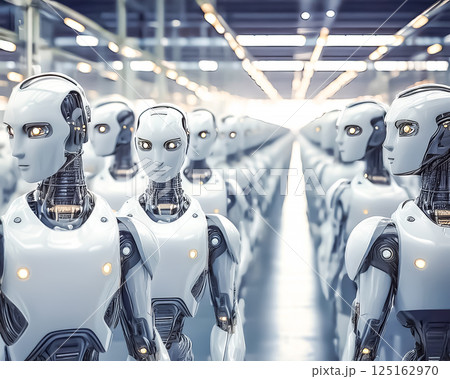 多数の並んだロボットのイメージ素材 125162970