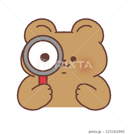 虫眼鏡を覗いているクマ 125162991
