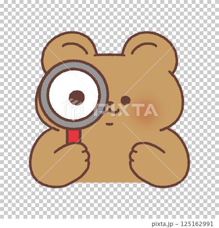 虫眼鏡を覗いているクマ 125162991