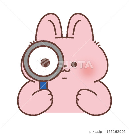 虫眼鏡を覗いているウサギ 虫眼鏡を覗いているウサギ 125162993