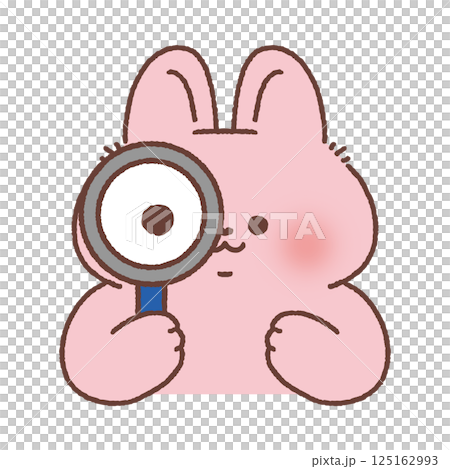 虫眼鏡を覗いているウサギ 虫眼鏡を覗いているウサギ 125162993