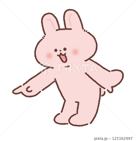 斜め下を指さすウサギ 斜め下を指さすウサギ 125162997