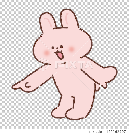 斜め下を指さすウサギ 斜め下を指さすウサギ 125162997