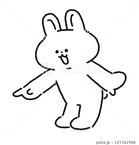 斜め下を指さすウサギ 線画 斜め下を指さすウサギ 線画 125162998