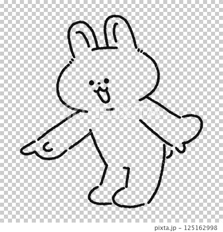 斜め下を指さすウサギ 線画 斜め下を指さすウサギ 線画 125162998