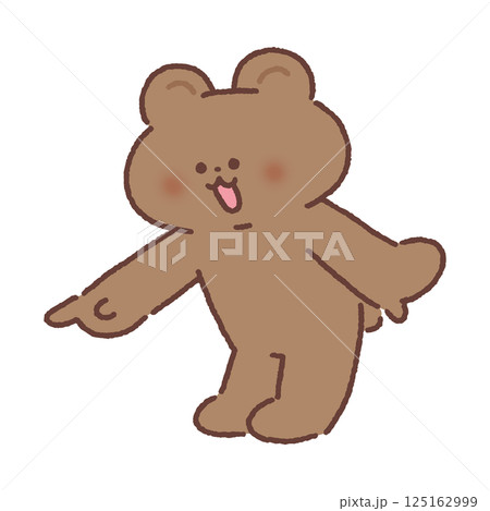 斜め下を指さすクマ 斜め下を指さすクマ 125162999