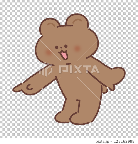 斜め下を指さすクマ 斜め下を指さすクマ 125162999