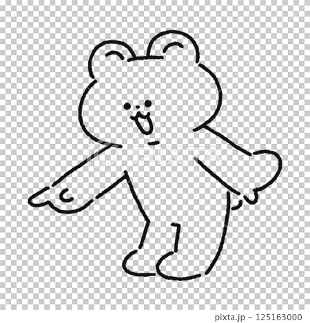 斜め下を指さすクマ 線画 斜め下を指さすクマ 線画 125163000