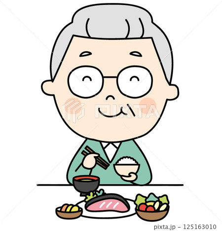食事をするおじいちゃん 125163010