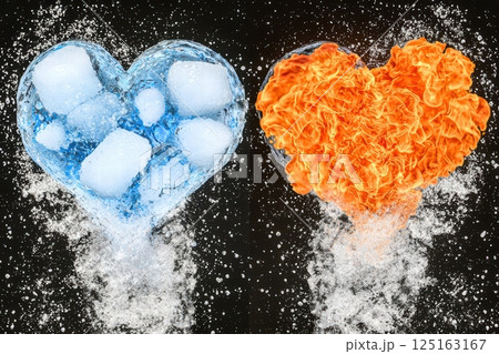 Contrasting Hearts The Visual Representation of Ice and Fire in a Unique Artistic Style 125163167