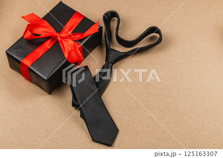 Perfect gift ideas for Father's Day with a stylish tie and present box 125163307