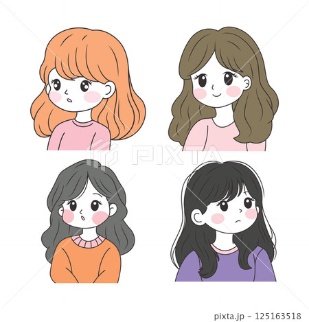 Flat Design Illustration Set of Adorable Pretty Young Girl Cartoon Character Wearing Casual Clothes Flat Design Illustration Set of Adorable Pretty Young Girl Cartoon Character Wearing Casual Clothes 125163518