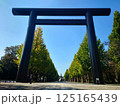 靖国神社の大鳥居と青空 125165439