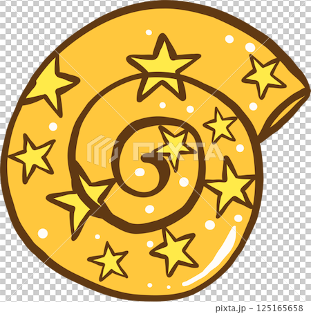 Groovy Summer Thing Cartoon Yellow Snail Shell with Stars Groovy Summer Thing Cartoon Yellow Snail Shell with Stars 125165658