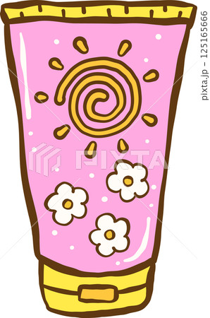Groovy Summer Thing Pink Sun Screen Cream Tube Illustration Groovy Summer Thing Pink Sun Screen Cream Tube Illustration 125165666