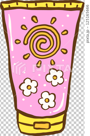Groovy Summer Thing Pink Sun Screen Cream Tube Illustration Groovy Summer Thing Pink Sun Screen Cream Tube Illustration 125165666