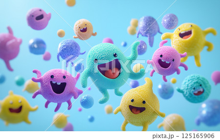 細菌やウイルスのイメージ | かわいいキャラクター風 細菌やウイルスのイメージ | かわいいキャラクター風 125165906