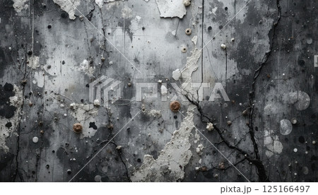 Abstract Texture of Weathered Concrete with Cracks and Stains 125166497