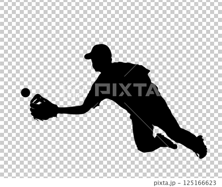 棒球選手防守的剪影 棒球選手防守的剪影 125166623