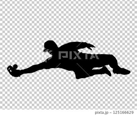 棒球選手防守的剪影 棒球選手防守的剪影 125166629