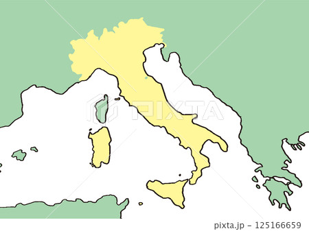 手描きのイタリア地図 文字なし 手描きのイタリア地図 文字なし 125166659