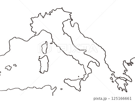 手描きのイタリア地図　文字なし 125166661