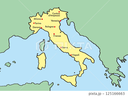 手描きのイタリア地図　文字あり 125166663