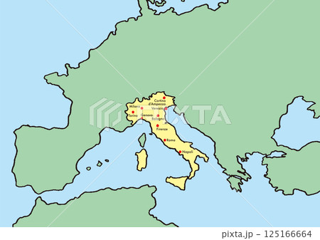手描きのイタリア地図　文字あり 125166664