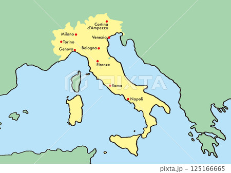 手描きのイタリア地図　文字あり 125166665