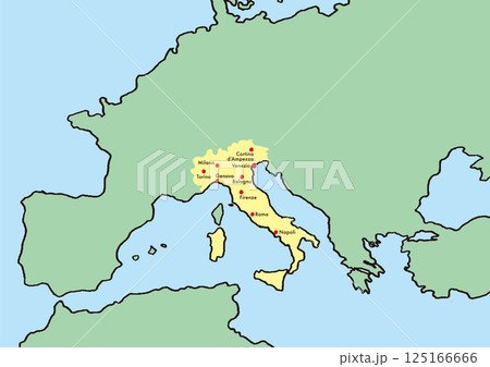 手描きのイタリア地図　文字あり 125166666