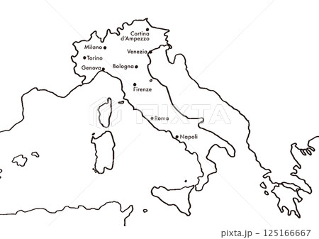 手描きのイタリア地図　文字あり 125166667