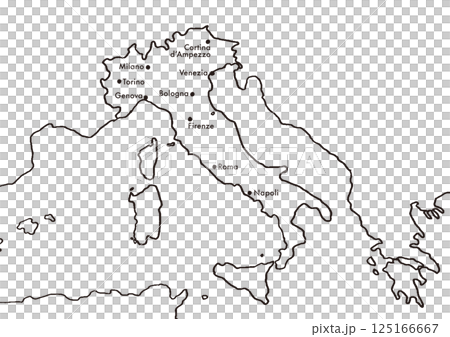 手描きのイタリア地図　文字あり 125166667