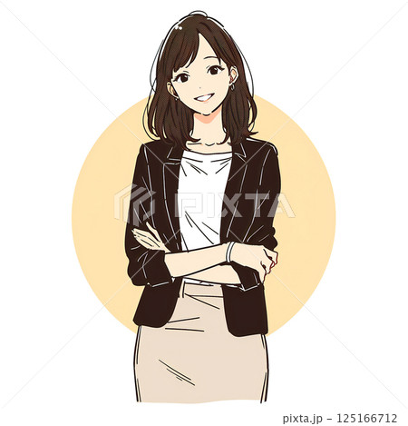 腕を組む女性ビジネスパーソン 125166712