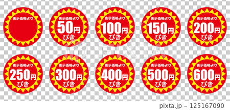 紅色和黃色折扣貼紙套裝（日文） 125167090