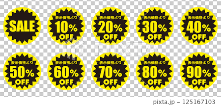黒と黄色の値引きシールセット(日本語) 黒と黄色の値引きシールセット(日本語) 125167103