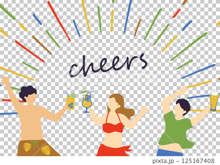 人們在海灘上舉杯慶祝 125167408