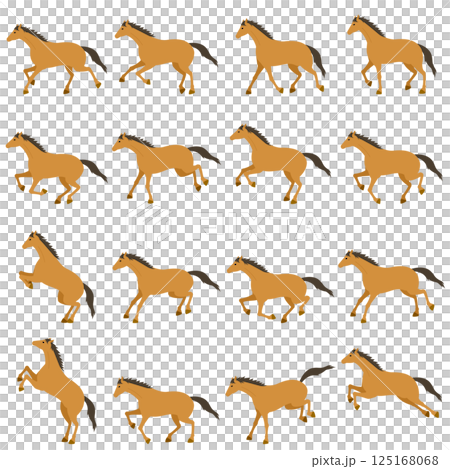 奔跑的馬簡單向量插圖集 125168068