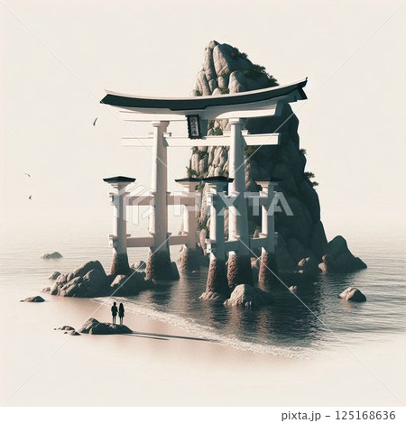 海に浮かぶ神社の鳥居 125168636