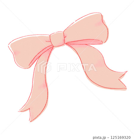 淡いピンク色の結んだリボンのイラスト 125169320