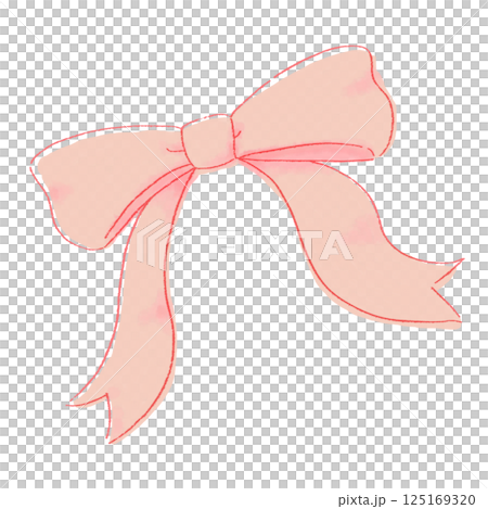 淡いピンク色の結んだリボンのイラスト 125169320