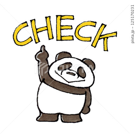 指差しするパンダのキャラクター(CHECK) 125170231