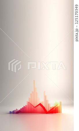 A vertical image featuring a red pastel graph on a minimalist background, symbolizing business analytics and data visualization. financial trends, business reports, and statistical analysis 125170349