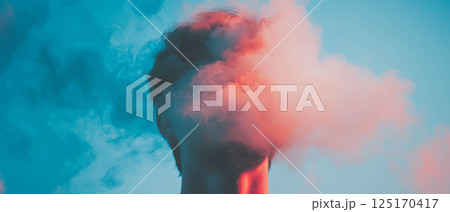 A striking blend of smoke and fire forms an ethereal and surreal atmosphere. 125170417